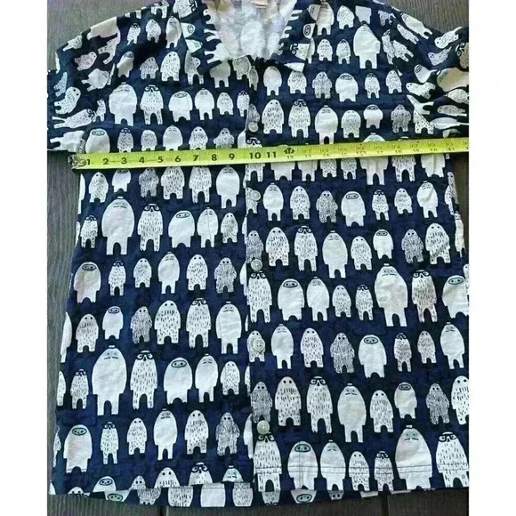 POTTERY BARN TEEN Flannel Pajama Button Shirt Abominably Awesome Yeti Size Large - Picture 4 of 8